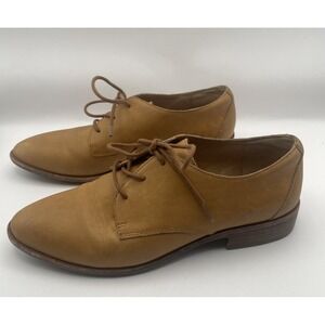 Madewell Women's 6 Brown Leather The Jess Oxford Lace Up Loafer Stack Heel